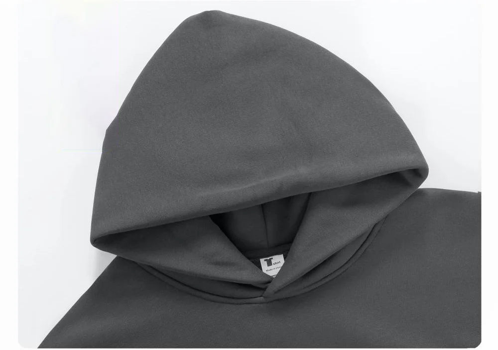 Men's 500 GSM Heavyweight Cotton Hoodie – Solid Color Casual Winter Sweatshirt