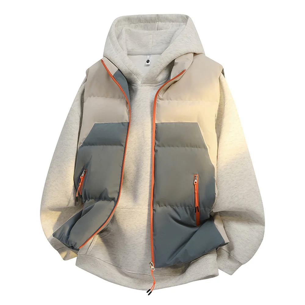 Trendy Splicing Color Hoodie With Vest