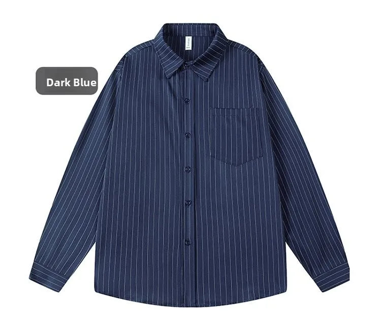 Men’s Striped Casual Shirt – Loose-Fit Long-Sleeve Button-Up | Stylish Spring & Autumn Everyday Wear