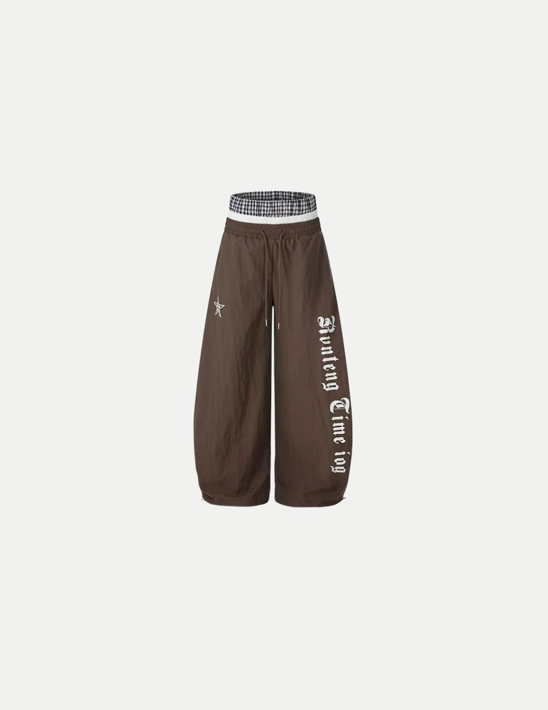 Unisex American Retro Plaid Wide-Leg Pants – Loose Fit Letter Print Double-Waist Trousers | Summer Streetwear