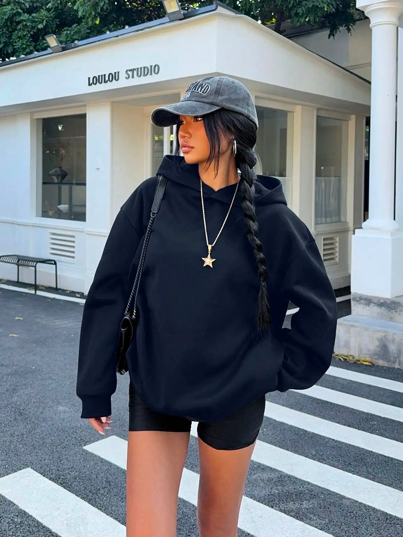 Women's Rhinestone Letter Graphic Hoodie – Casual Loose Thermal Sweatshirt