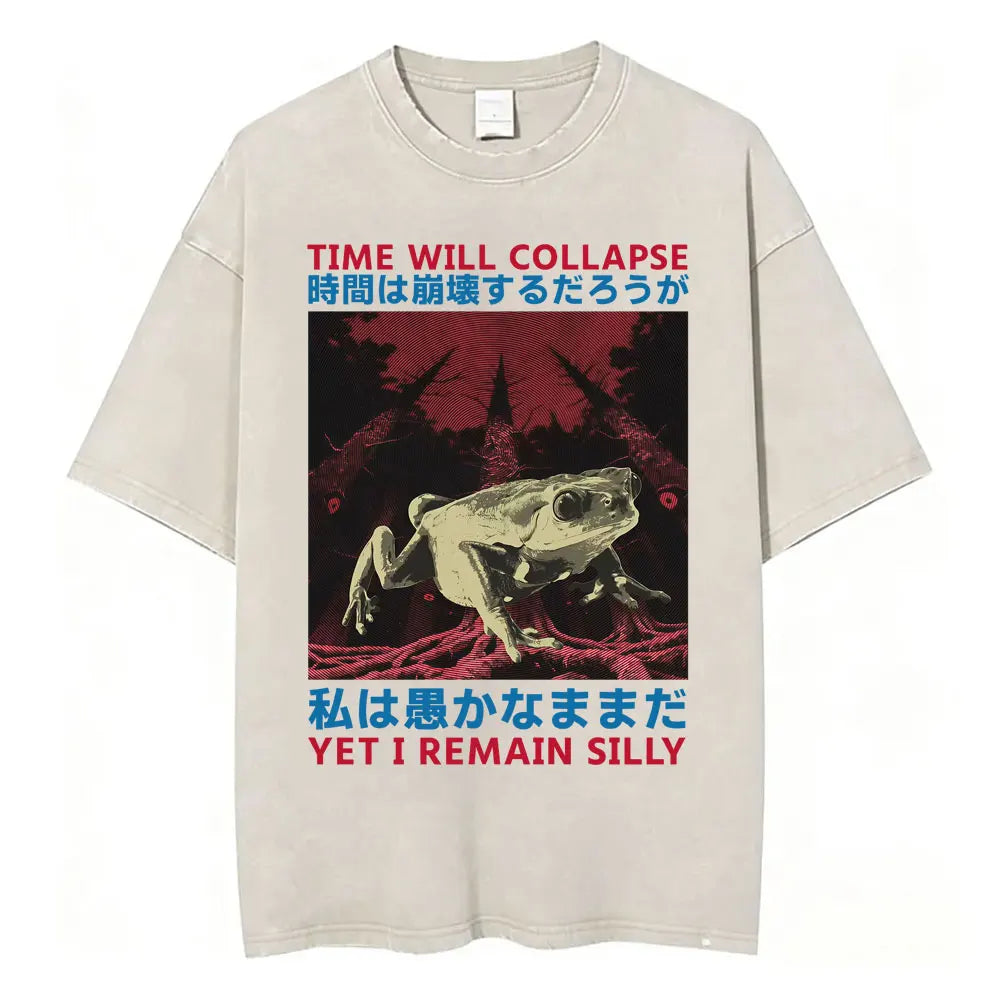 Unisex Japanese Fish Meme T-Shirt – Vintage Washed Oversized Tee | Harajuku Streetwear Graphic Top