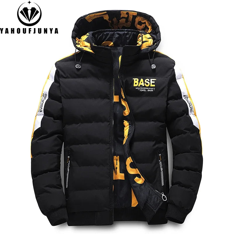 Men’s Winter Hooded Windbreaker Jacket – Thick Warm Outdoor Parka Coat, Casual Cold-Weather Outerwear