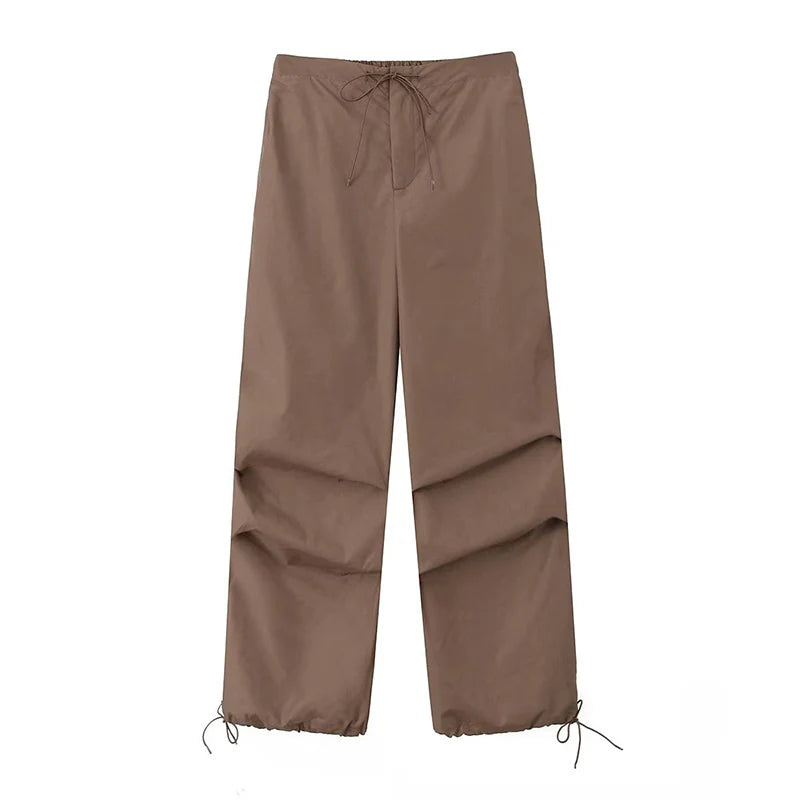 Women’s High-Waist Cargo Parachute Pants – Chic Jogger Trousers