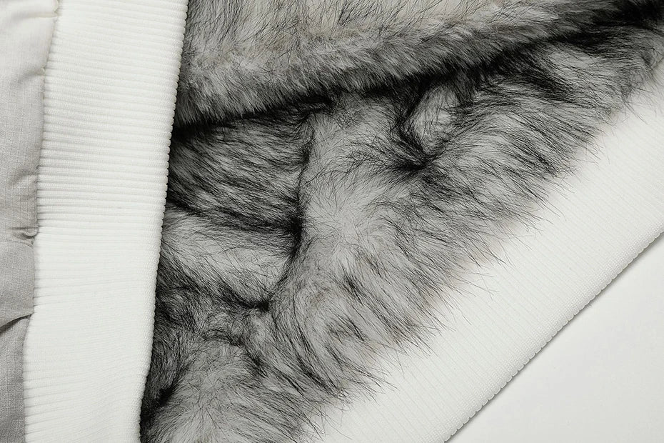 Men Winter Jackets Fur Collar Parkas Coat Vintage Oversized Fleece Warm Jackets