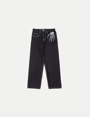 Men’s Skeleton Print Baggy Jeans – Gothic Punk Wide-Leg Denim Pants | Dark Hip-Hop Streetwear