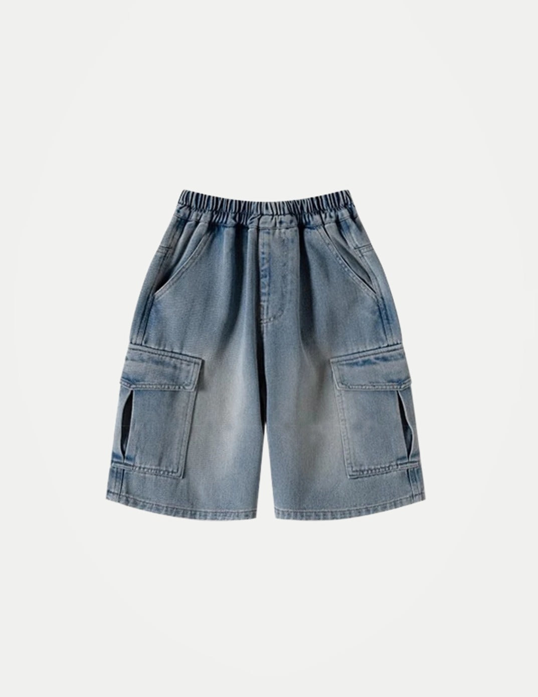 Boys’ Summer Denim Shorts – Loose Wide-Leg Knee-Length Jeans with Big Pockets | Solid Color Casual Streetwear for Kids & Teenagers