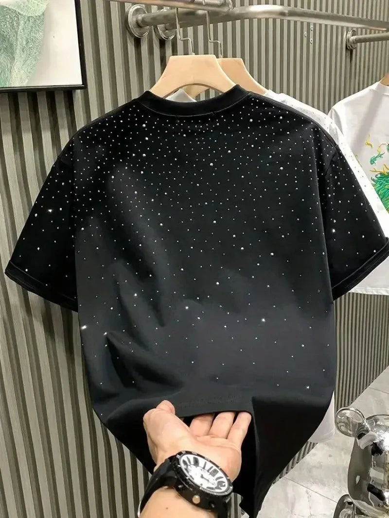 Men's Luxury Diamond Print T-Shirt – High-End Streetwear Fashion Tee