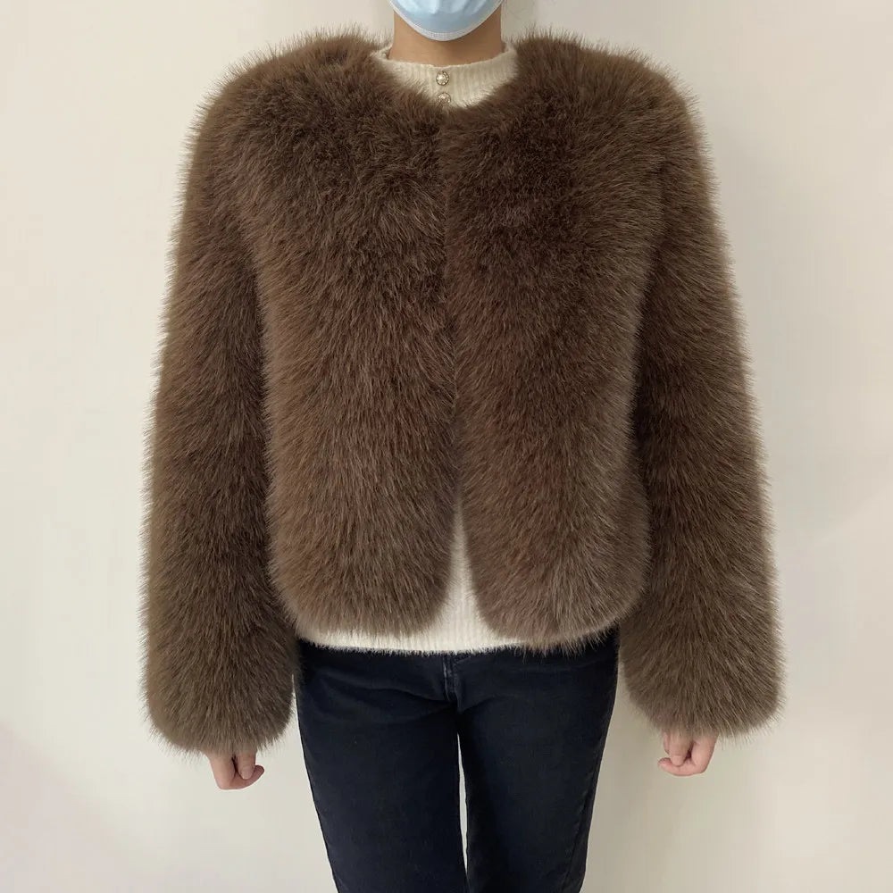 Women’s Luxury Faux Fur Jacket – Fluffy Short Winter Coat, Chic Street Fashion Outerwear