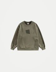 Men’s Retro Checkered Sweatshirt – Diamond Patchwork Curved Pullover | Streetwear Crewneck