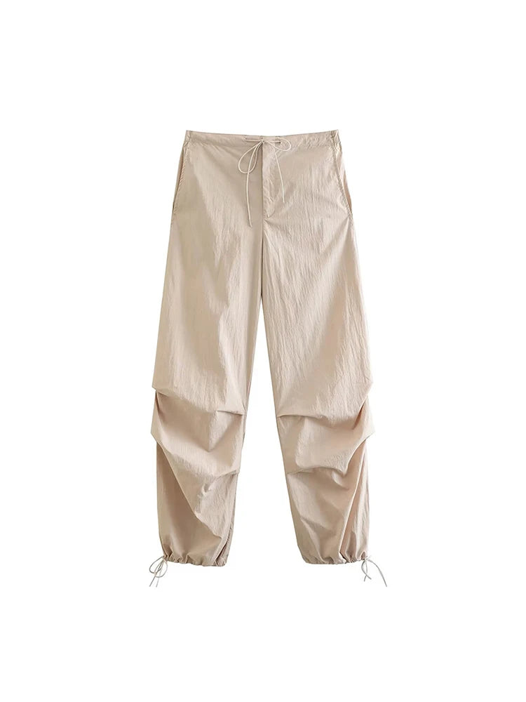 Women’s High-Waist Cargo Parachute Pants – Chic Jogger Trousers