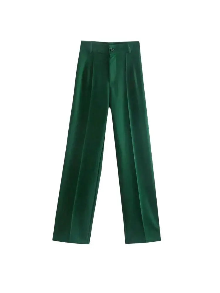 Women’s High-Waist Straight-Leg Trousers – Vintage Office Pants with Zipper Fly | Chic Casual Workwear