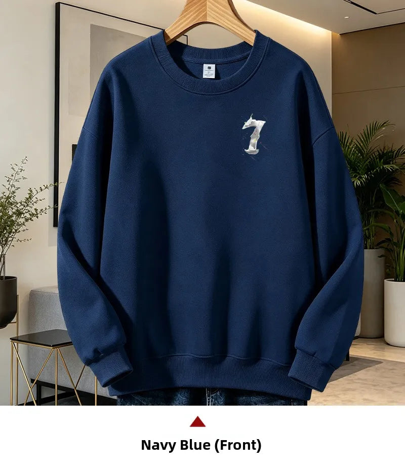 Men’s Casual Cotton Sweatshirt – Loose Fit Crew Neck Pullover | American Campus Style