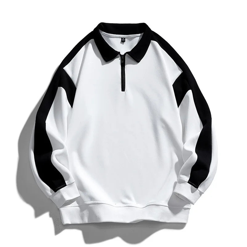 Men’s Half-Zip Polo Sweatshirt – Loose Fit Turn-Down Collar Casual Top