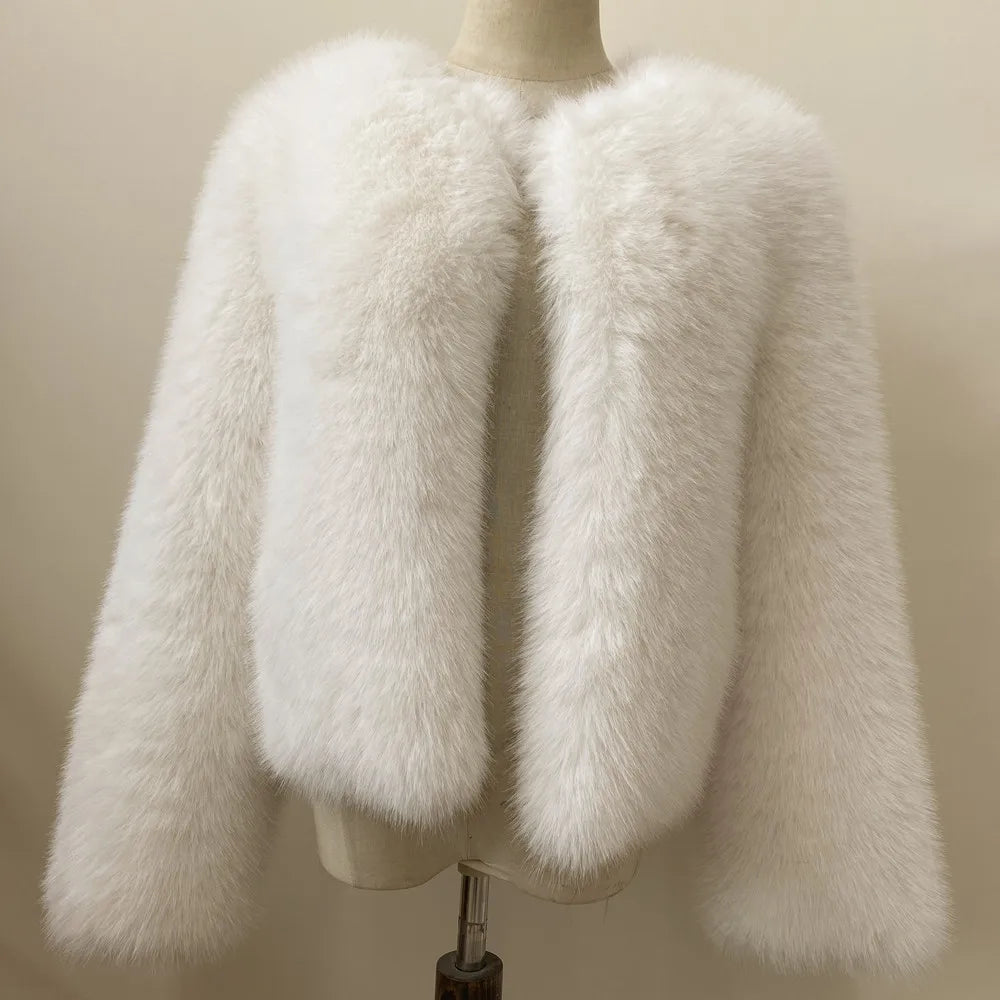 Women’s Luxury Faux Fur Jacket – Fluffy Short Winter Coat, Chic Street Fashion Outerwear