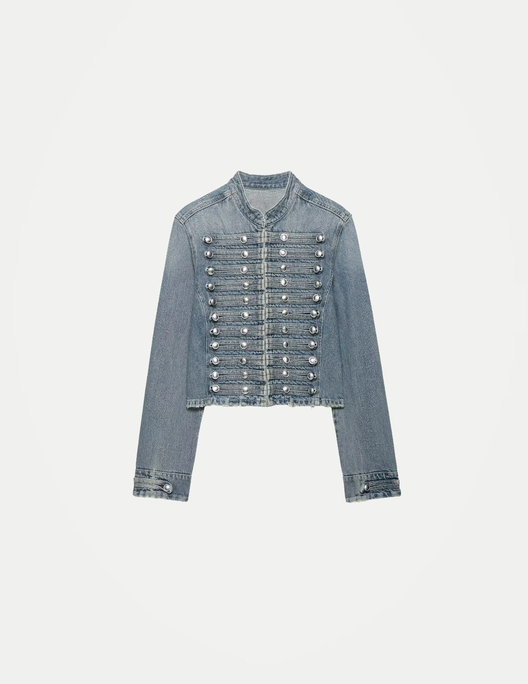 Women’s Vintage Denim Jacket – Double-Breasted Stand Collar Y2K Streetwear Coat