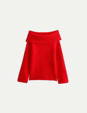 Women’s Off-Shoulder Knit Sweater – Chic Long Sleeve Pullover for Autumn Casual Wear