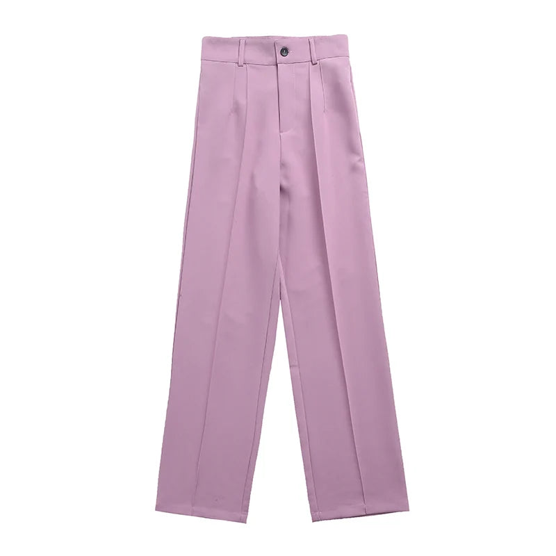Women’s High-Waist Straight-Leg Trousers – Vintage Office Pants with Zipper Fly | Chic Casual Workwear