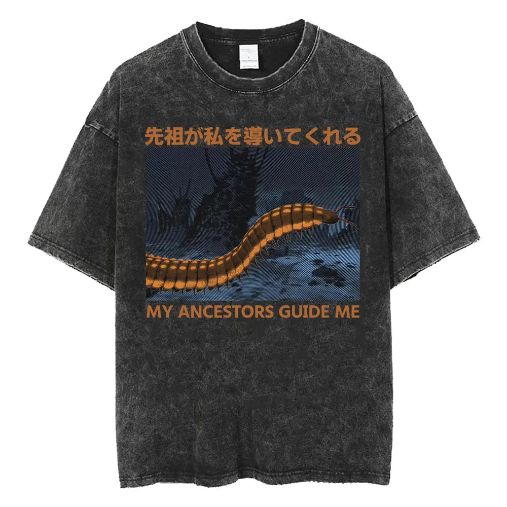 Unisex Japanese Fish Meme T-Shirt – Vintage Washed Oversized Tee | Harajuku Streetwear Graphic Top