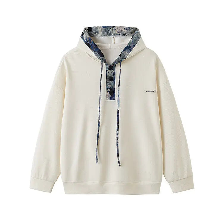 Men’s Oversized Hoodie Sweatshirt – Urban Streetwear Lapel Neck Casual Top for Spring & Autumn