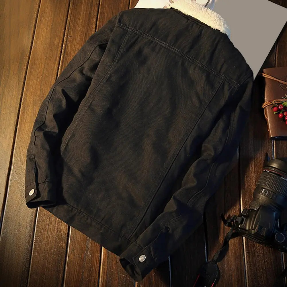 Men's Winter Fleece-Lined Denim Jacket – Thicken Warm Velvet Inner Coat