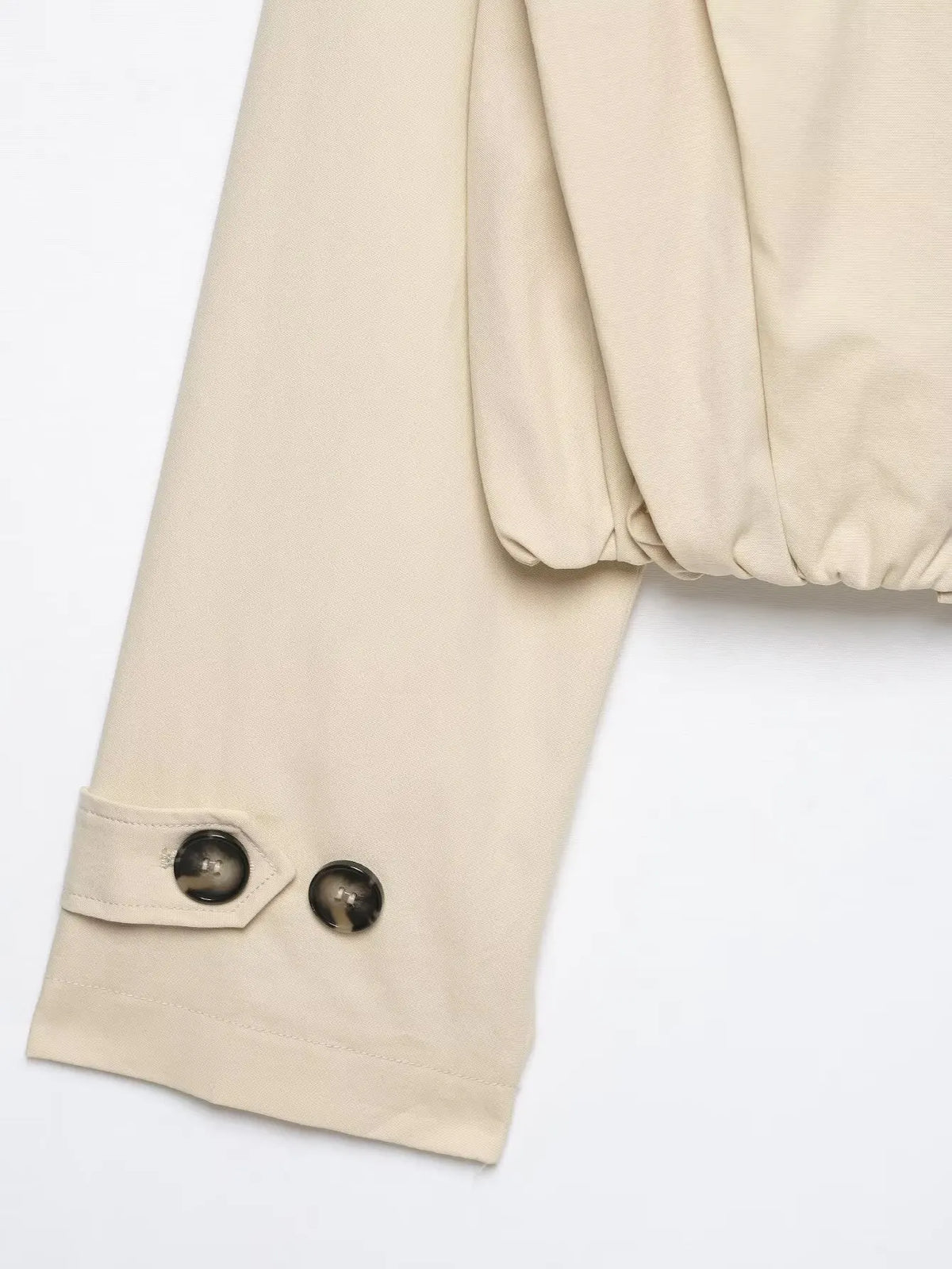 Women’s Vintage Cropped Trench Coat – Double-Breasted Stand Collar Streetwear Jacket
