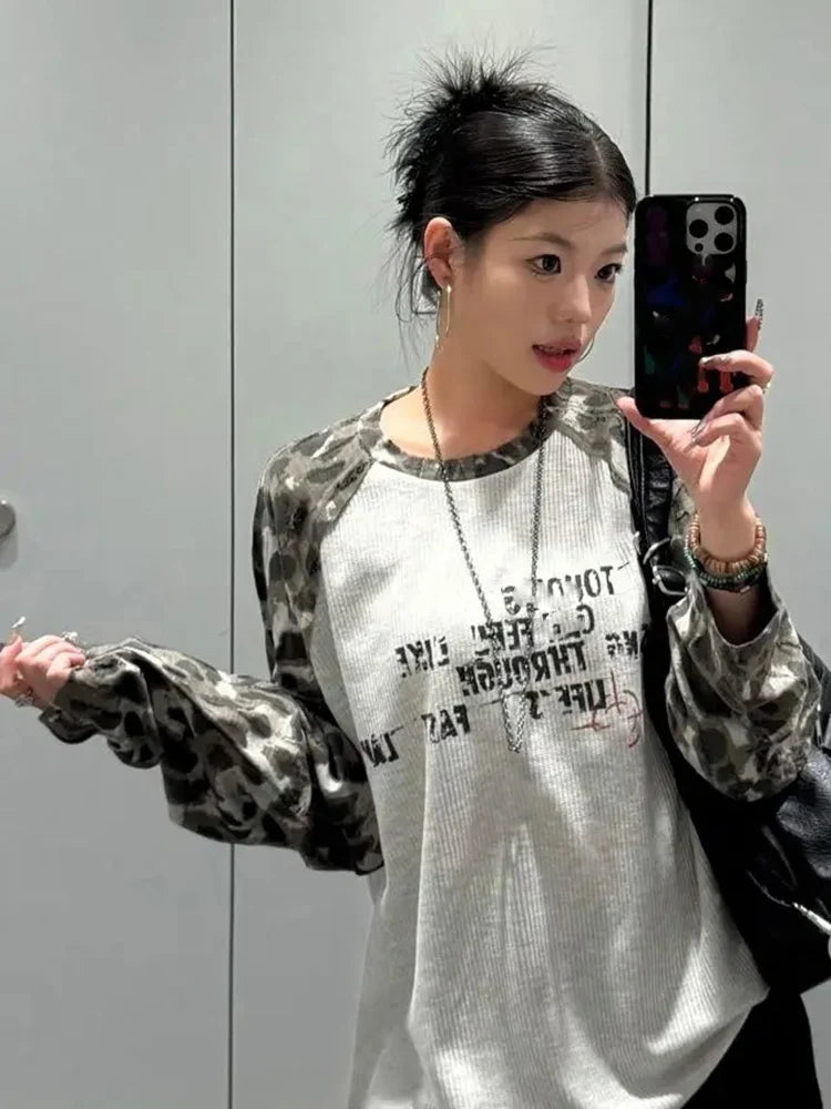 Y2K Camo Raglan T-Shirt