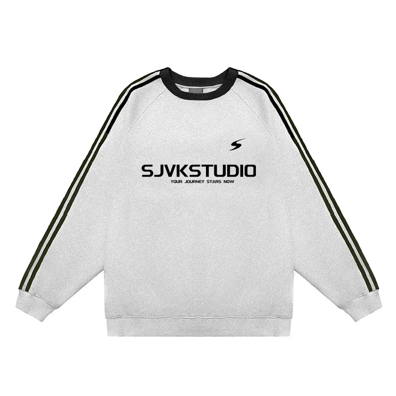 Men’s Plus Size Round-Neck Sweatshirt – American Style Casual Winter Outerwear