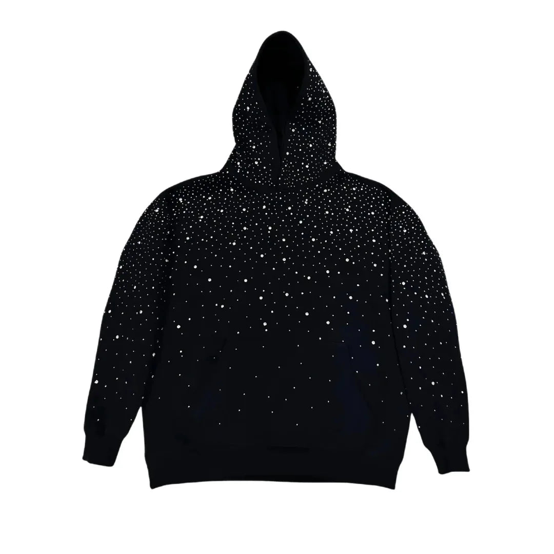 Unisex Starry Sky Rhinestone Hoodie – Sparkling Zip-Up Streetwear Sweatshirt, European & American Fashion Style