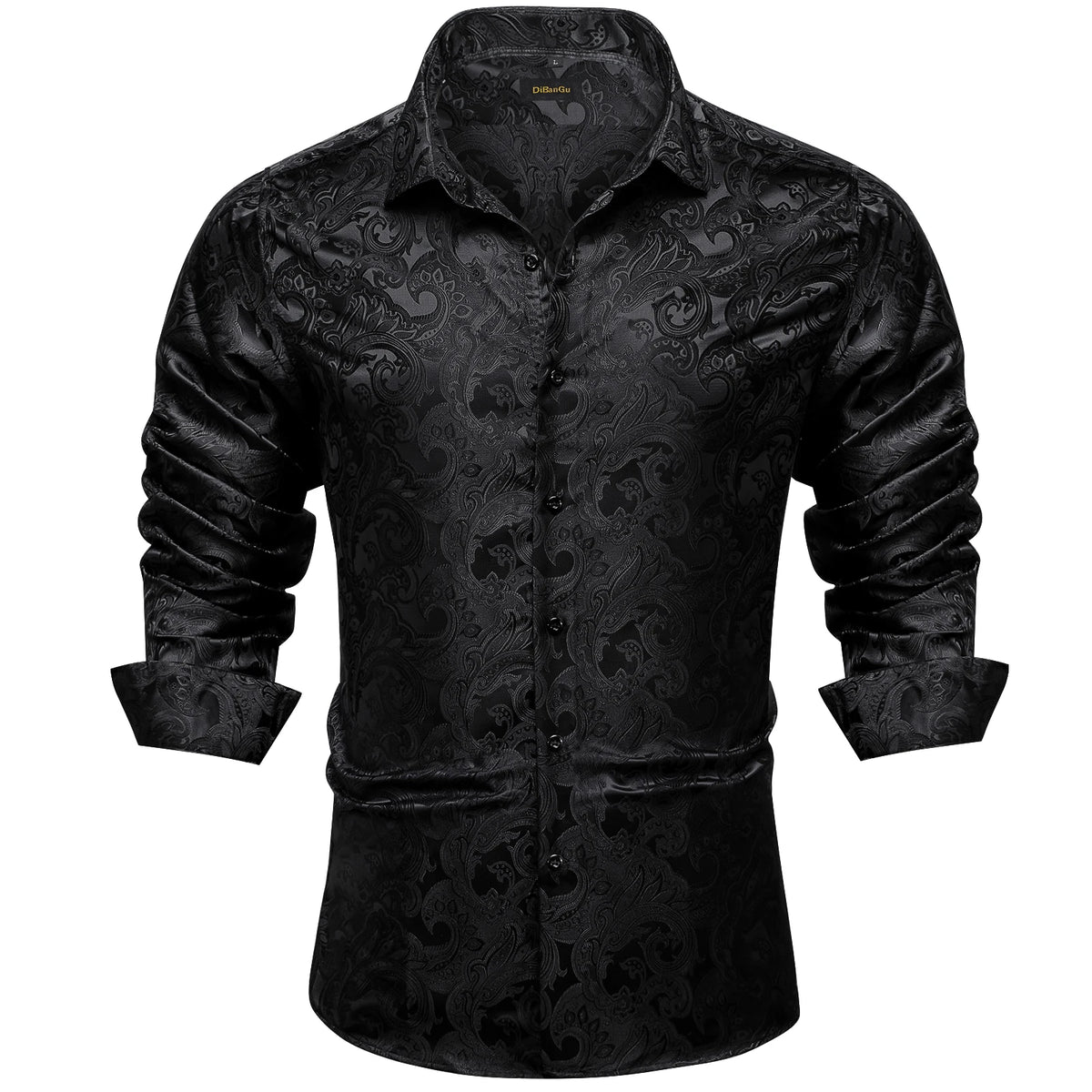 Men’s Paisley Dress Shirt – Long Sleeve Turn-Down Collar Formal Shirt