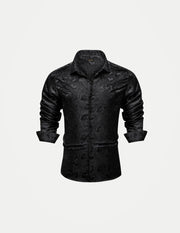 Men’s Paisley Dress Shirt – Long Sleeve Turn-Down Collar Formal Shirt