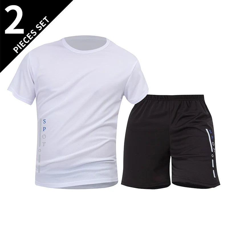 Men's 2-Piece Quick-Dry Sports Suit – Breathable T-Shirt & Shorts Set