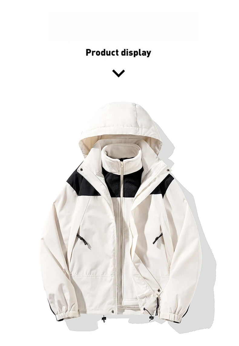 Unisex 3-in-1 Outdoor Jacket – Waterproof & Breathable Warm Winter Coat for Camping, Hiking & Skiing