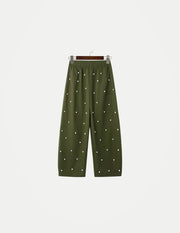 INCERUN Men’s Pearl Detail Straight-Leg Trousers – Korean Style Solid Pants | Party & Streetwear
