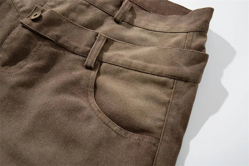 Men’s Double-Waist Cargo Jeans – Wide-Leg Baggy Washed Denim Pants | Y2K American Streetwear