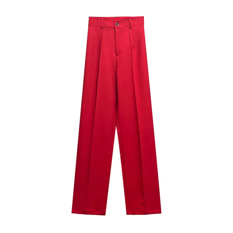 Women’s High-Waist Straight-Leg Trousers – Vintage Office Pants with Zipper Fly | Chic Casual Workwear