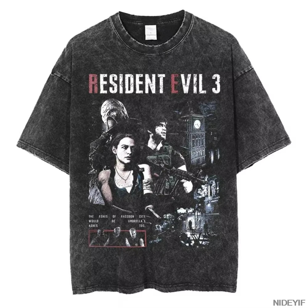Unisex Leon Kennedy Graphic T-Shirt – Oversized Short-Sleeve Tee | Retro Biohazard-Inspired Fan Streetwear