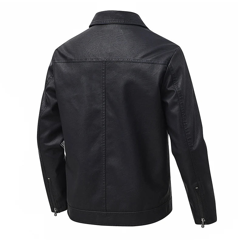 Men’s Slim-Fit Leather Jacket – Retro Lapel Coat | Stylish Spring & Autumn Casual Business Outerwear