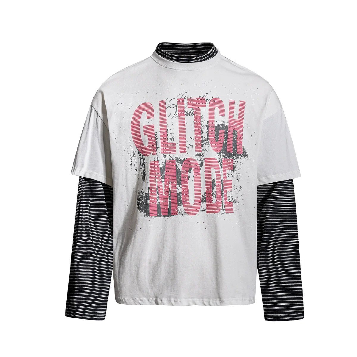Unisex Vintage Layered T-Shirt – Loose Fit Fake Two-Piece Long Sleeve Streetwear Top