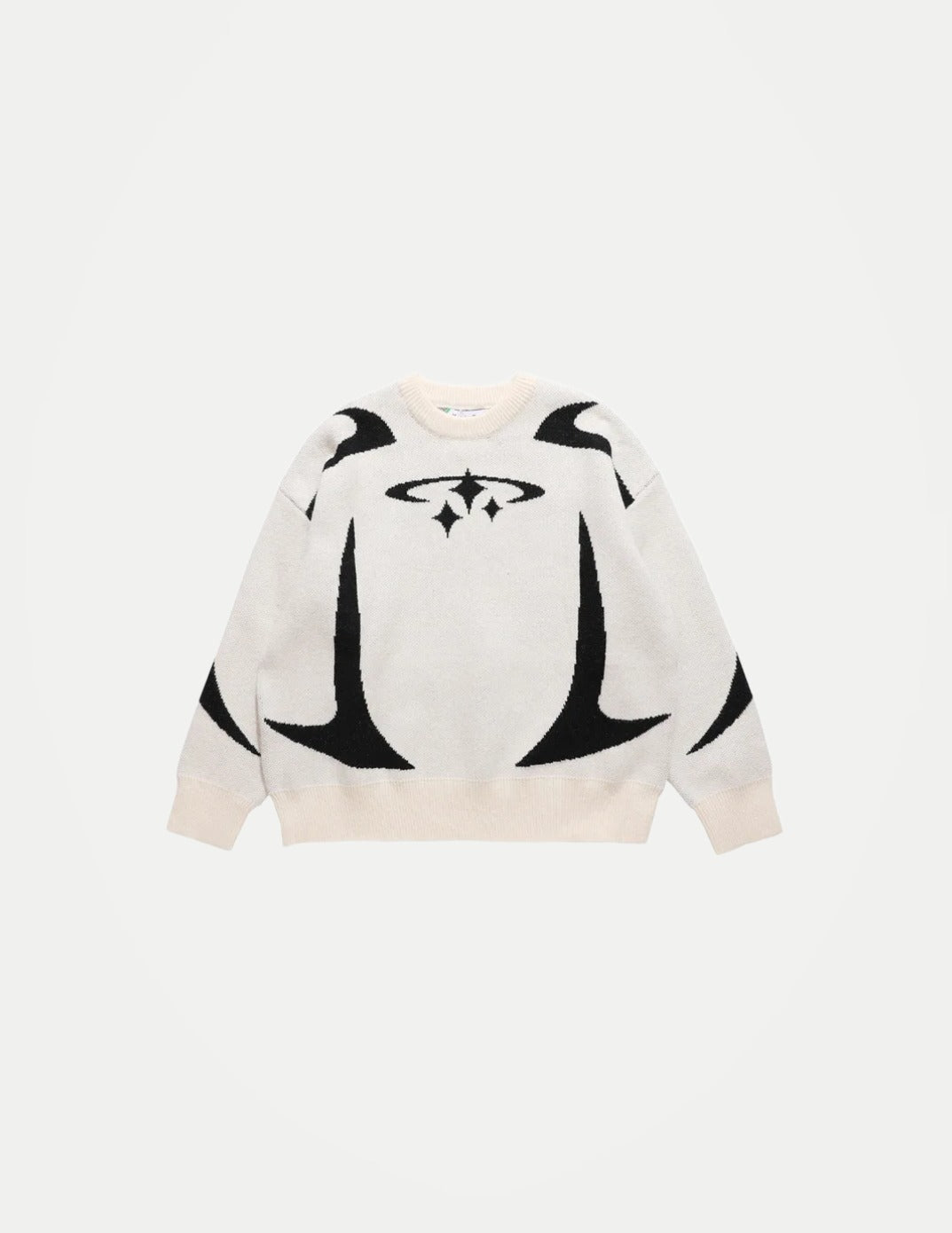 Unisex Jacquard Letter Sweater – Contrast Color Round Neck Knitwear, Trendy High Street Couple-Style Pullover