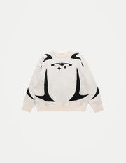 Unisex Jacquard Letter Sweater – Contrast Color Round Neck Knitwear, Trendy High Street Couple-Style Pullover