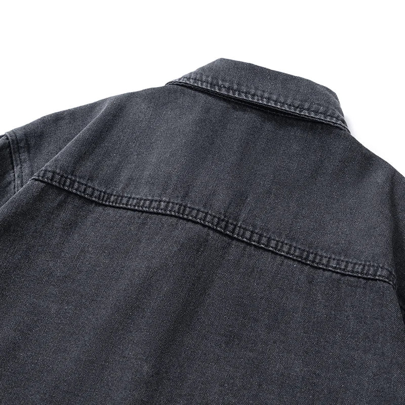 Men’s Loose Fit Denim Shirt – Solid Color Casual Overshirt | Versatile Everyday Wear
