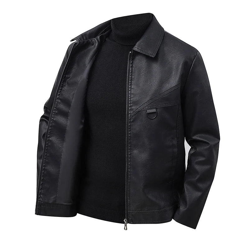 Men’s Slim-Fit Leather Jacket – Retro Lapel Coat | Stylish Spring & Autumn Casual Business Outerwear