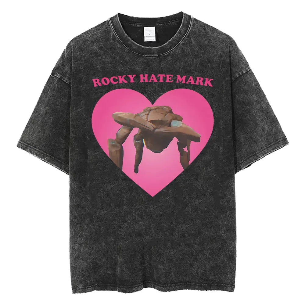 Unisex Retro Heart Graphic T-Shirt – Vintage Washed Cotton Tee | Casual Streetwear O-Neck Summer Top