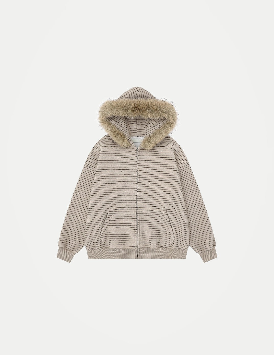 Women’s Y2K Faux Fur Collar Hooded Jacket – Retro Harajuku Streetwear Loose Casual Coat