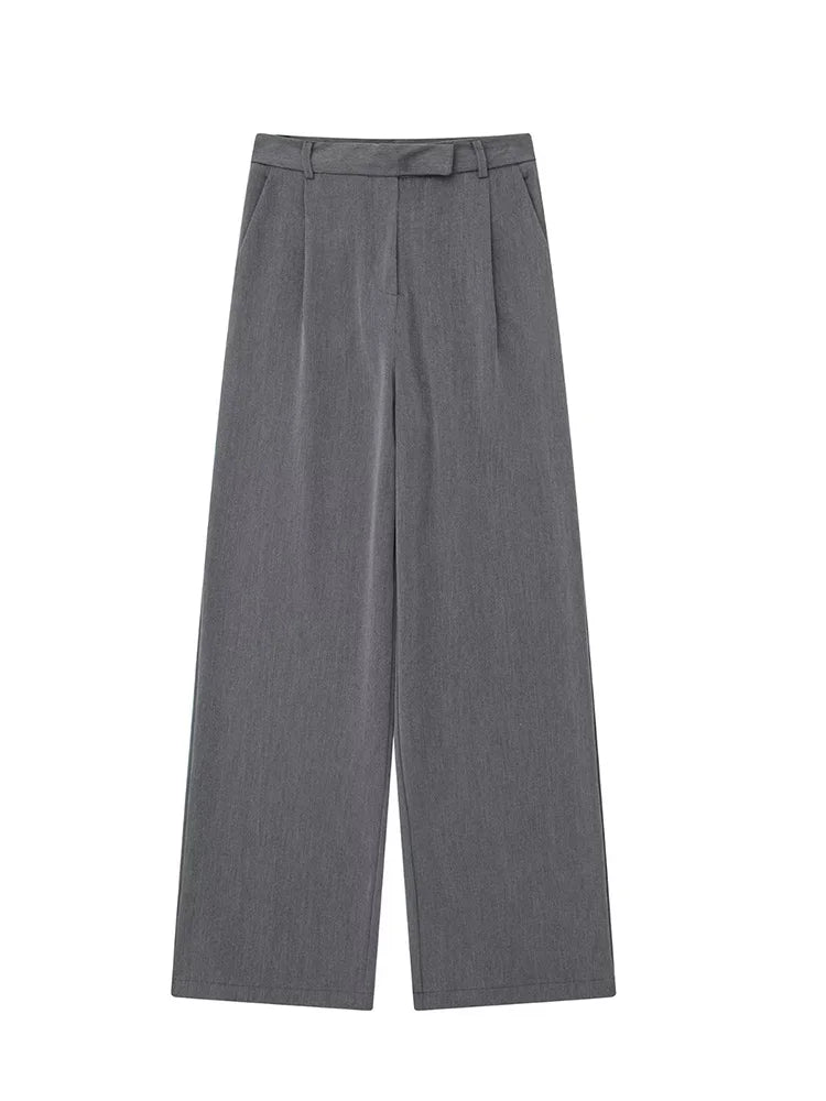 Willshela Women’s High-Waist Pants – Front Zipper Straight-Leg Trousers