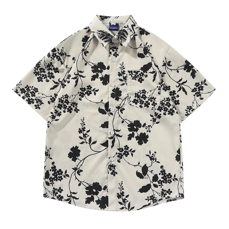 Men’s Floral Hawaiian Shirt – Loose Fit Short Sleeve Summer Casual Top