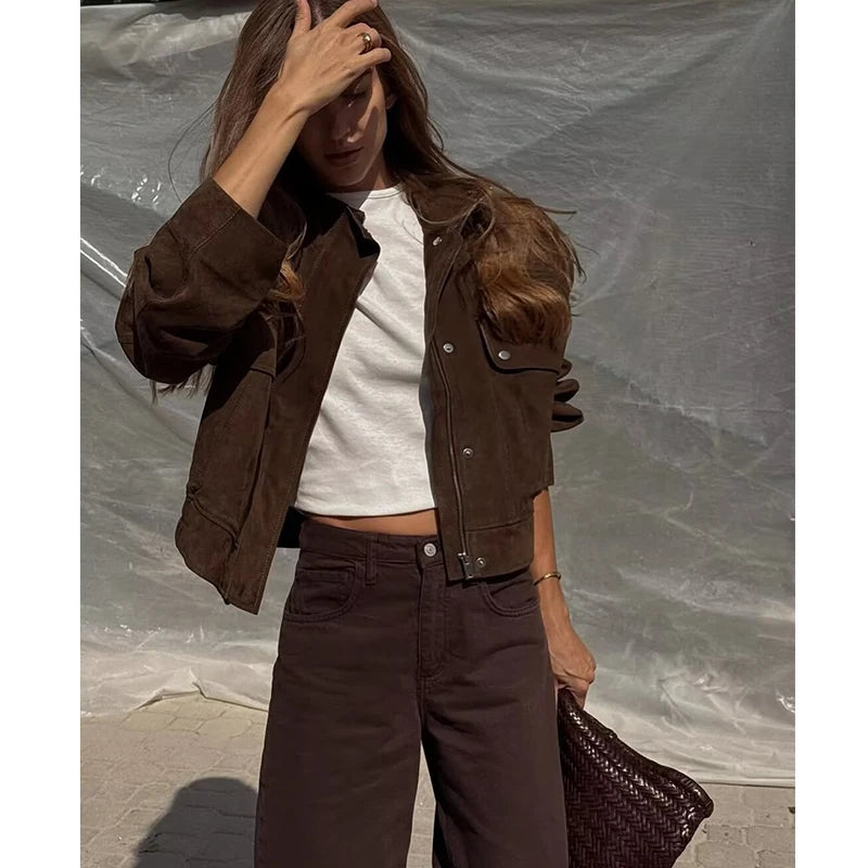 Women’s Autumn Slim Fit Jacket – Warm Streetwear Coat with Big Pocket