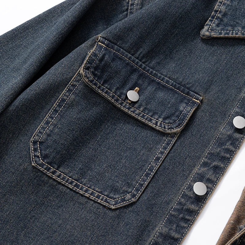 Men’s Loose Fit Denim Shirt – Solid Color Casual Overshirt | Versatile Everyday Wear