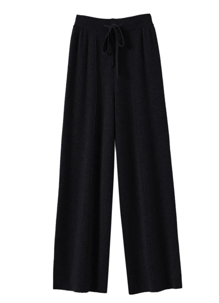 Women’s High-Waisted Wide Leg Pants – Warm Knit Loose Fit Casual Trousers